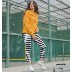Leggings Motif moderne chic élégant arlequin blanc noir