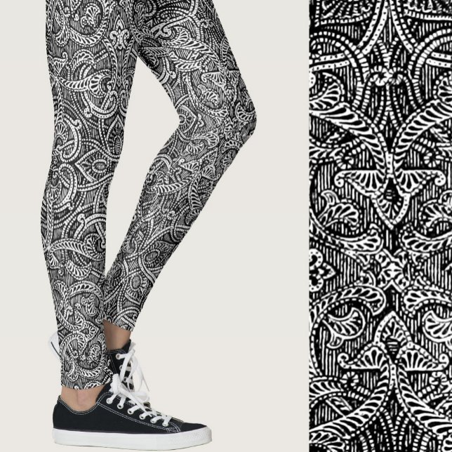 Leggings Motif moderne et design, noir et blanc (Créateur téléchargé)