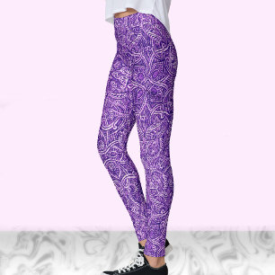 Leggings Motif moderne et design, violet et blanc