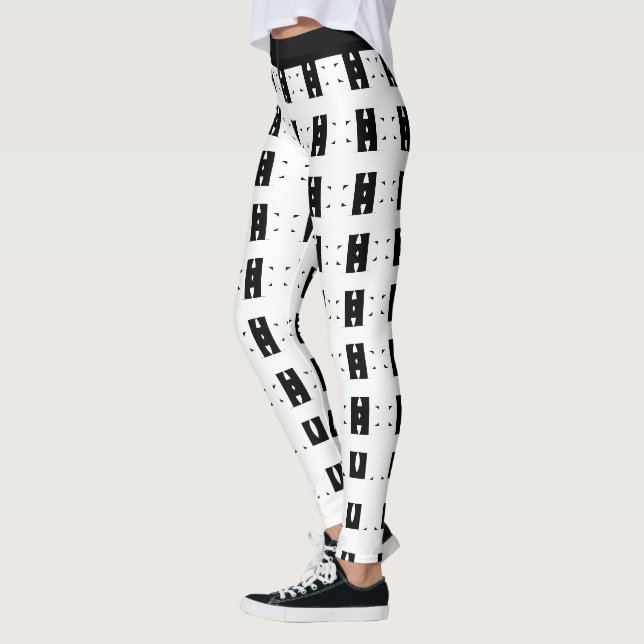 Leggings Motif moderne noir & blanc élégant (Gauche)