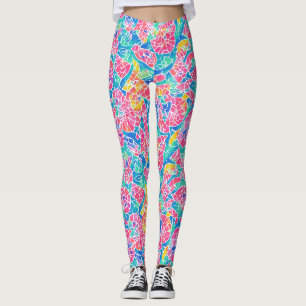 Leggings Motif mosaïque aquarelle arc-en-ciel géométrique a
