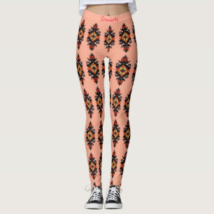 Leggings Motif Navajo personnalisé sur Coral Pink