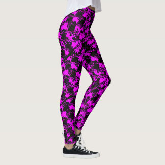 Leggings Motif néon magenta géométrique en détresse
