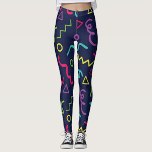Leggings Motif néon rétro Memphis des années 80