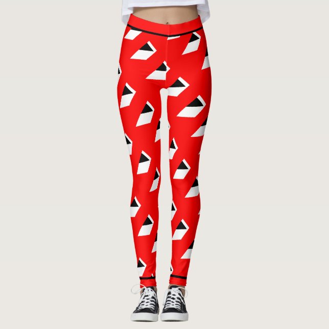 Leggings Motif noir blanc rouge Abstrait absolu (Devant)
