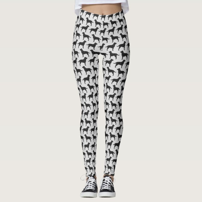 Leggings Motif noir de silhouettes de labrador retriever (Devant)