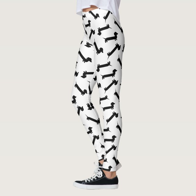Leggings Motif noir et blanc de teckel (Gauche)