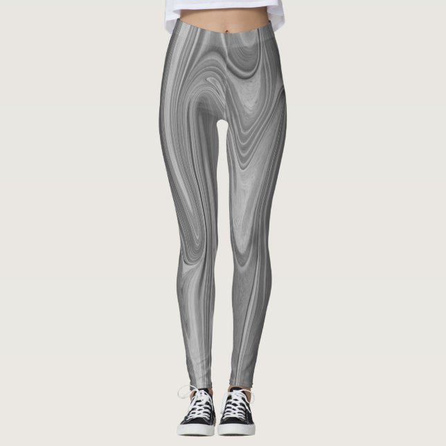 Leggings motif noir et blanc liquide (Devant)