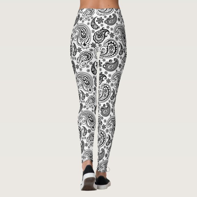 Leggings Motif noir et blanc Ornate Paisley 2 (Dos)