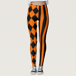 Leggings Motif noir et orange de Halloween de mélange