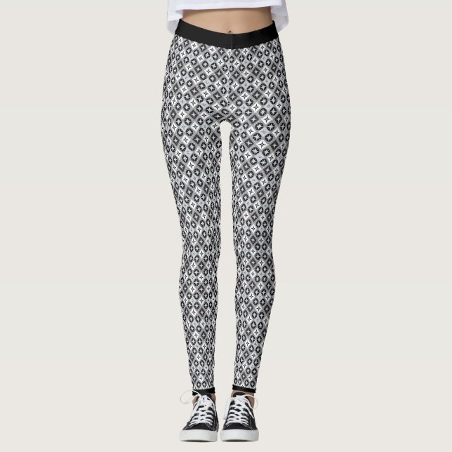 Leggings Motif noir, gris et blanc (Devant)