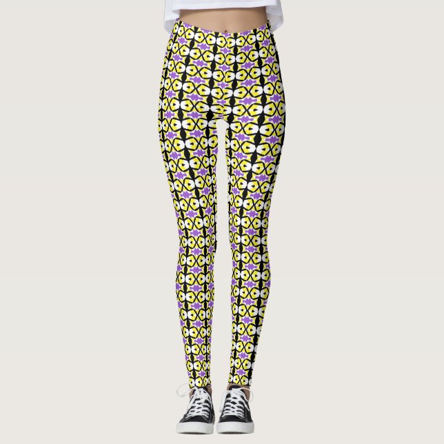Leggings motif non binaire blanc de base B (Devant)