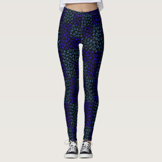Leggings Motif numérique 02.BW.2tones.blue.b Black BG