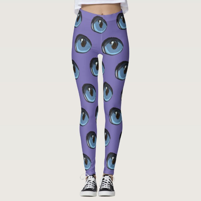 Leggings Motif oculaire de chat bleu (Devant)
