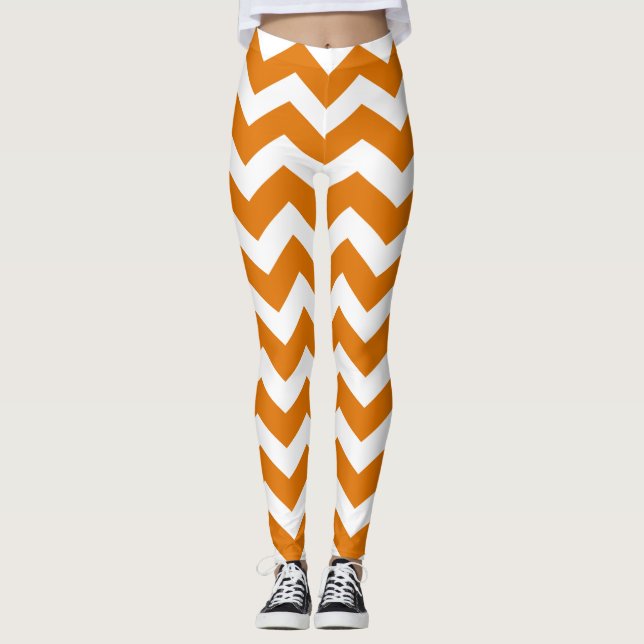 Leggings Motif orange brûlé de Chevron (Devant)
