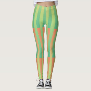 Leggings Motif orange vert rayé