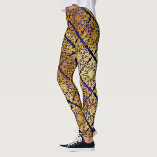 Leggings motif pailleté or frais bleu marine pour femmes
