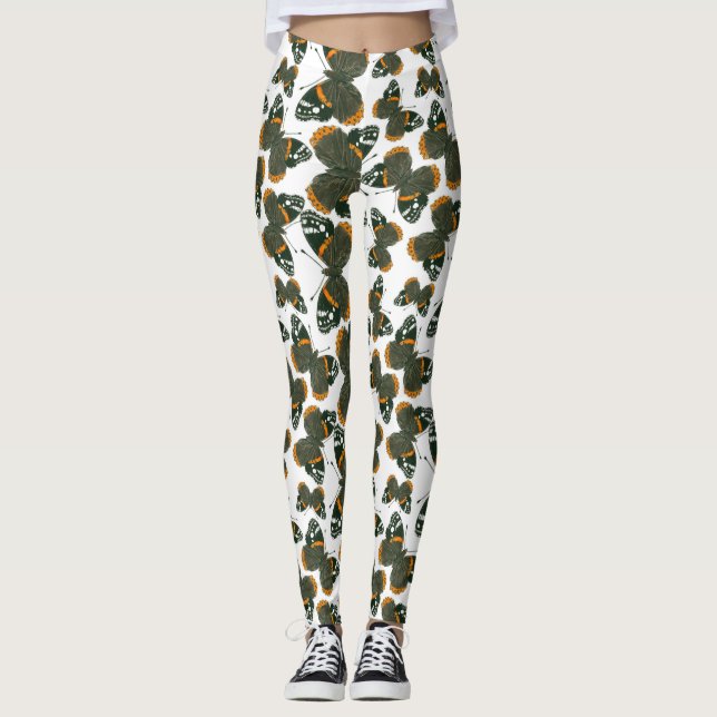 Leggings Motif papillon de l'amiral rouge (Devant)