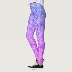 Leggings Motif Parties scintillant Bleu Et Rose