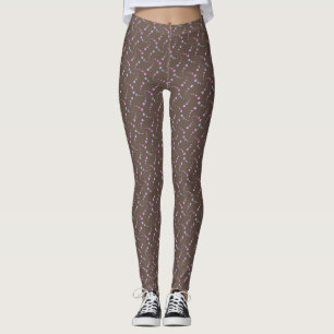 Leggings Motif Pastel Multicolore À Points Ondulés sur Brun