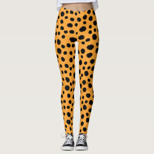 Leggings Motif peau de léopard de chat rouge foncé orange a