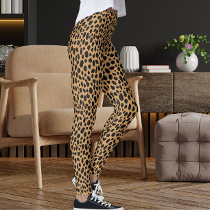 Leggings Motif peau de léopard de safari noir, brun et marr