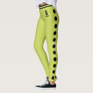 Leggings Motif personnalisé à pois vert pomme noir