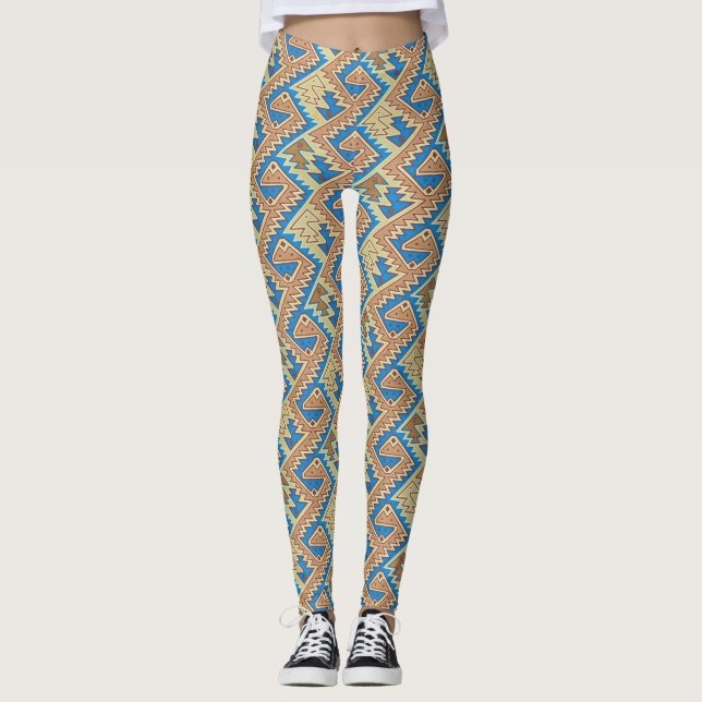 Leggings Motif péruvien géométrique tribal du Pérou joli (Devant)