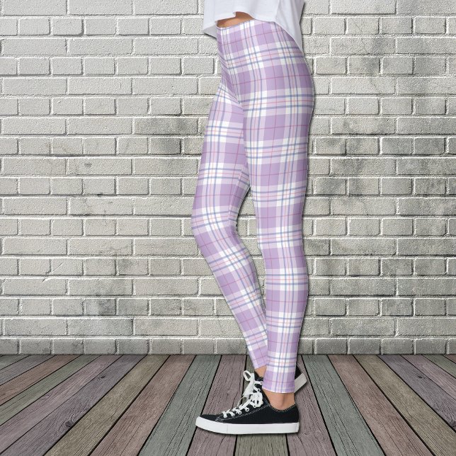 Leggings Motif Plaid Tartan de ressort violet (Créateur téléchargé)