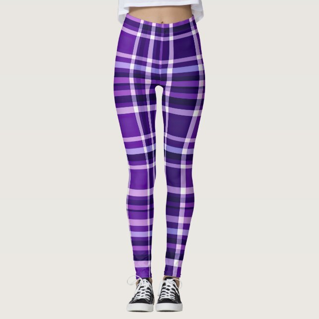 Leggings Motif Plaid violet (Devant)
