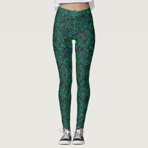 Leggings motif plante.14D Vert floral Dgrey BG