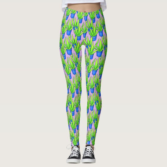 Leggings Motif Plante Aloe Vera (Devant)