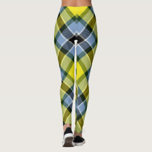 Leggings Motif plat moderne bleu et jaune Tartan