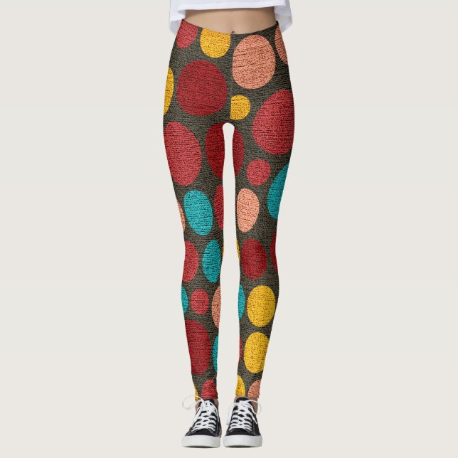 Leggings Motif Pois couleur rétro #5 (Devant)