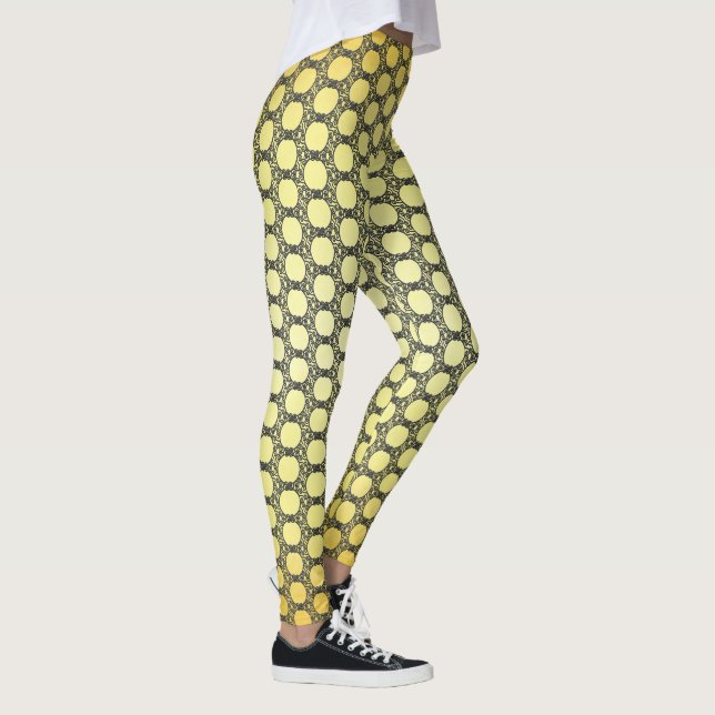 Leggings Motif Pois jaune et noir (Droite)