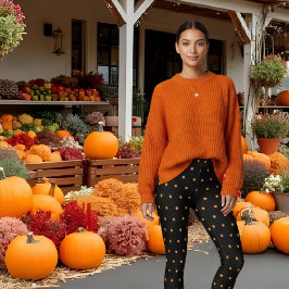 Leggings Motif Pois mignon noir orange