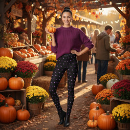 Leggings Motif Pois mignon noir violet