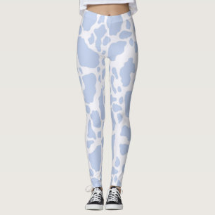 Leggings Motif Poster de animal des points de vache bleu