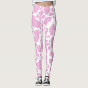 Leggings Motif Poster de animal des points de vache rose