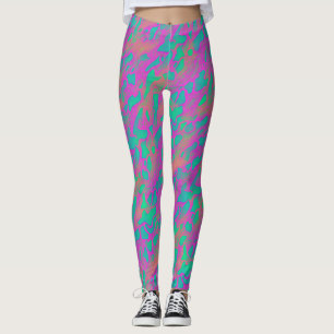 Leggings Motif Poster de animal rose et bleu Abstrait moder