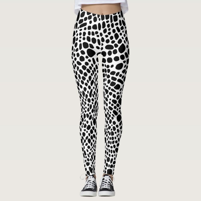Leggings Motif psychédélique noir et blanc (Devant)