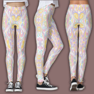 Leggings Motif Psychédélique Pastel   Marbre Liquide Groovy