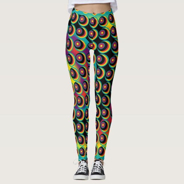 Leggings Motif psychédélique rétro (Devant)