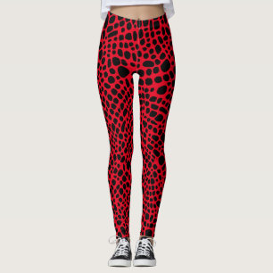 Leggings Motif psychédélique rouge et noir