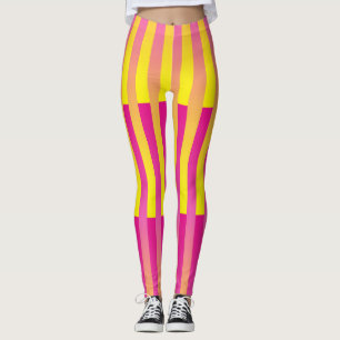 Leggings Motif rayé rose jaune orange