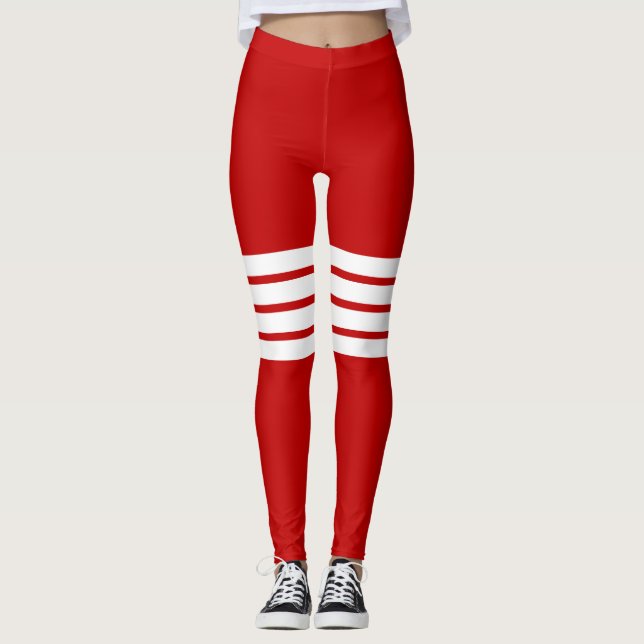 Leggings Motif rayé rouge rétro (Devant)