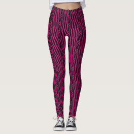 Leggings Motif rayé zèbre rose et noir