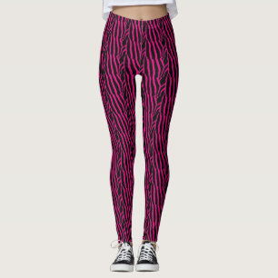 Leggings Motif rayé zèbre rose et noir