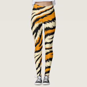 Leggings Motif rayures de tigre noir et marron
