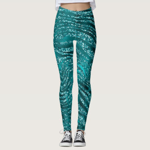 Leggings Motif rayures de tigre ombré sarcelle pailleté Gla